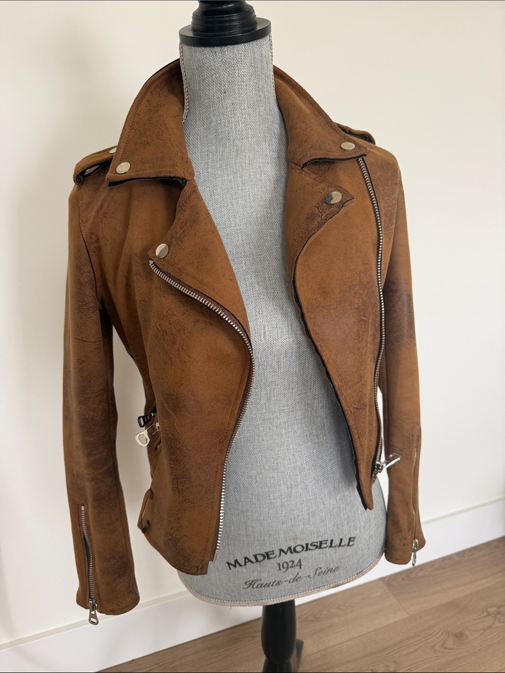 Dex Women's Brown Suede Moto Jacket - Classic Biker Style